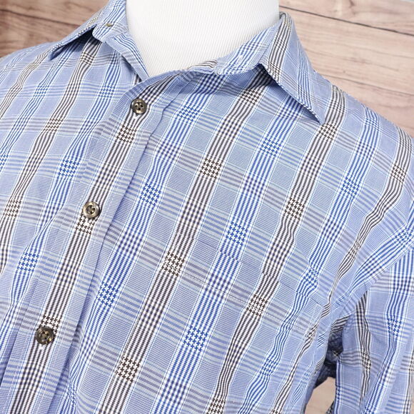 TASSO ELBA LONG SLEEVE BLUE CHECK BUTTON DOWN SHIRT MENS SIZE XL - Picture 2 of 7